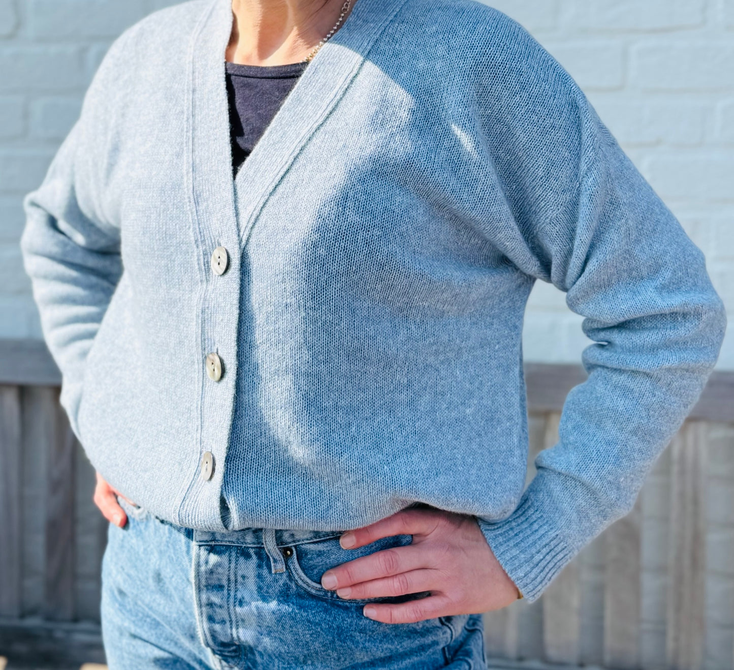 ZOE cashmere/linen cardigan with vee neck