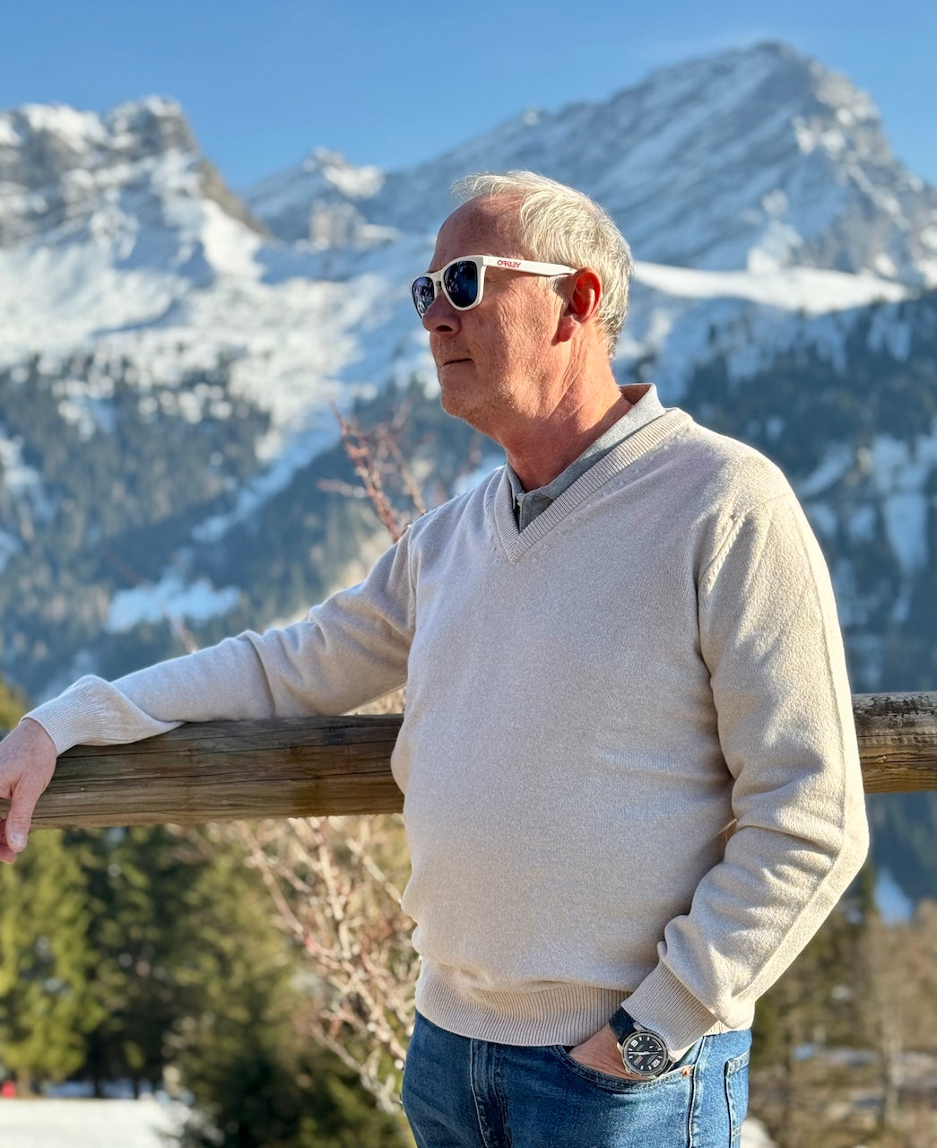 Pull en mélange cachemire/mérinos ANDREW, col en V