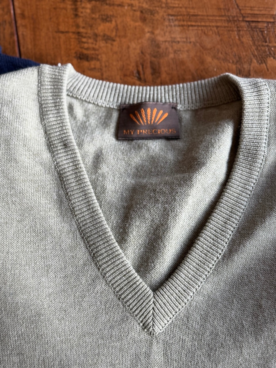 ANDREW 100% cotton men's V neck sweater in sleeves turn back cuffs