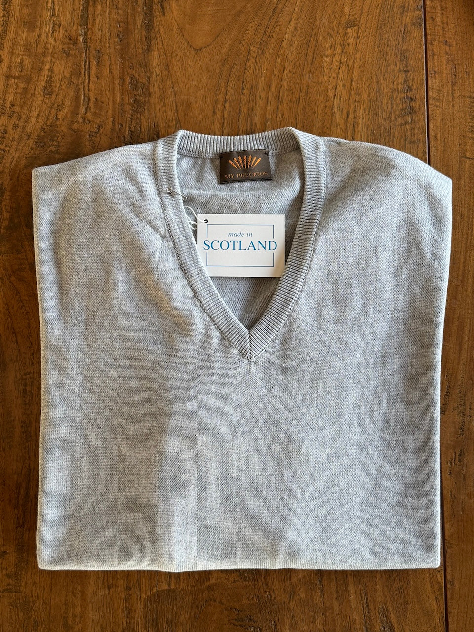 ANDREW 100% cotton men's V neck sweater in sleeves turn back cuffs