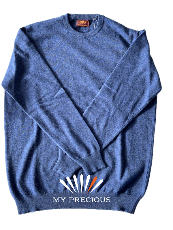 Lambswool V neck blue