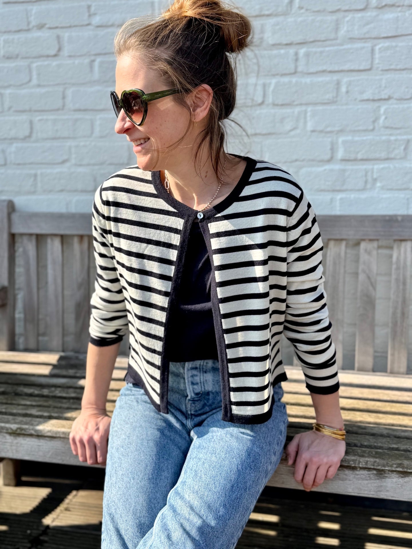 JUNE stripe merino cardigan