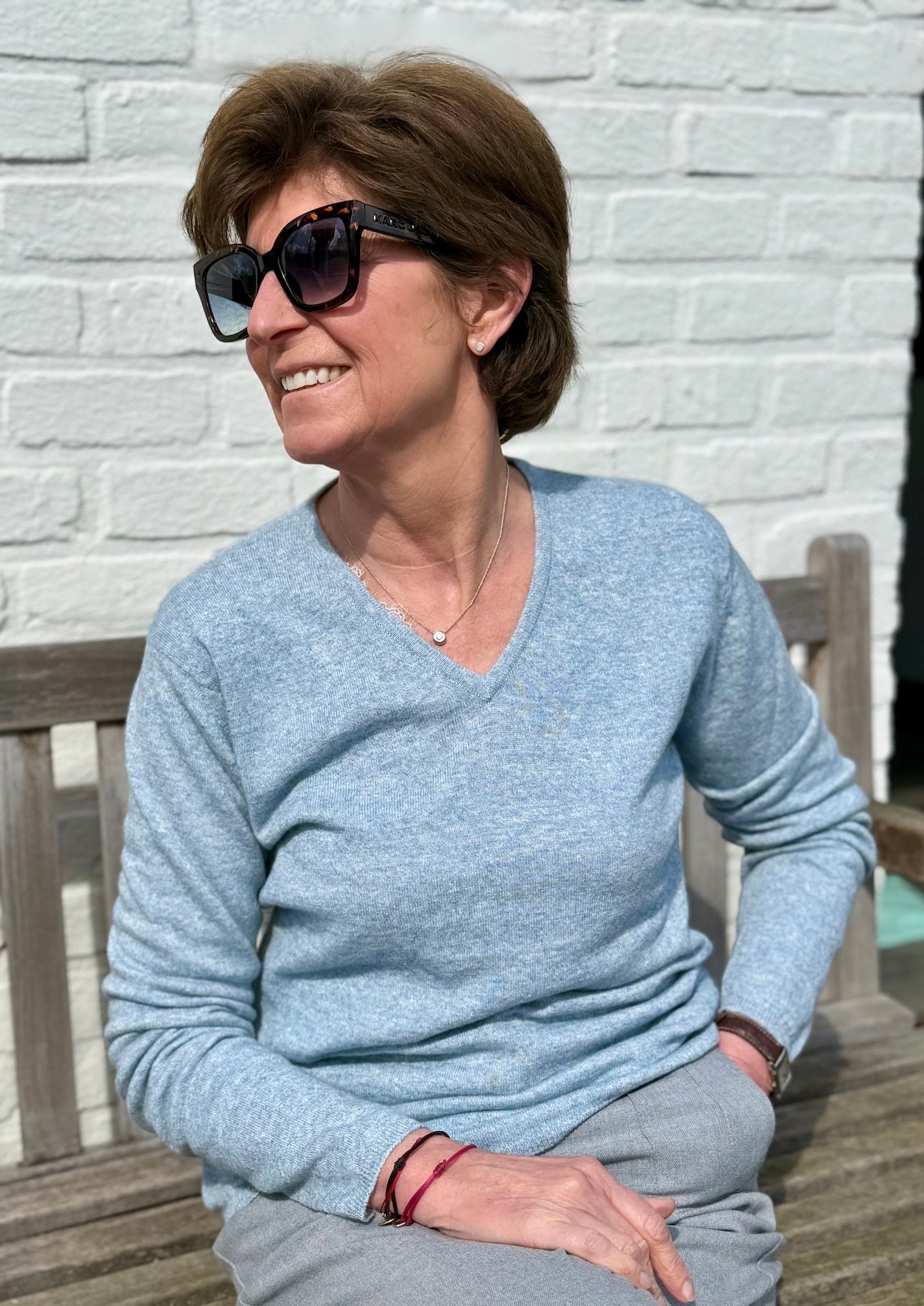 JEANNE cashmere/linen jumper, vee neck