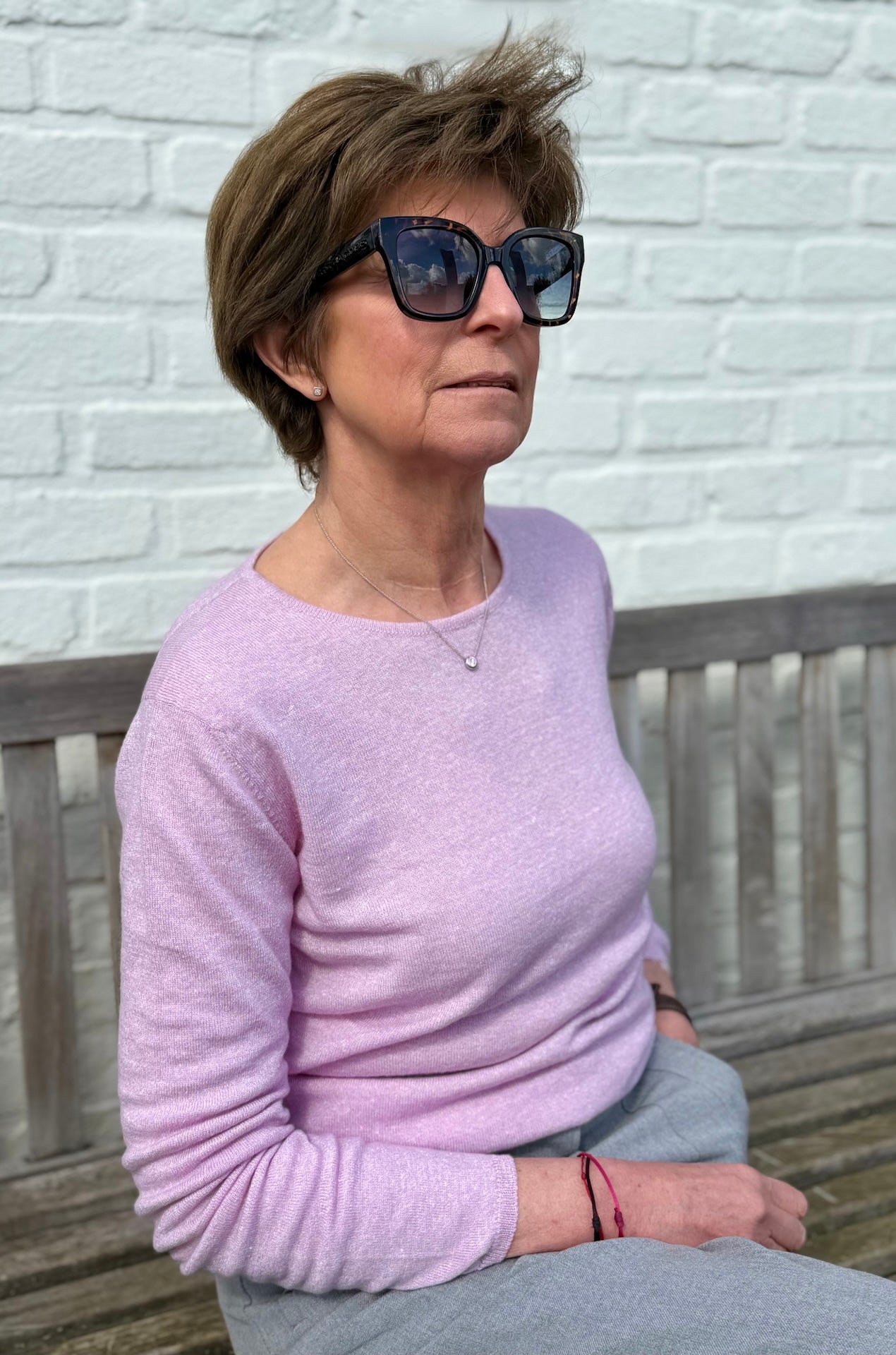 JEANNE cashmere/linen jumper, vee neck