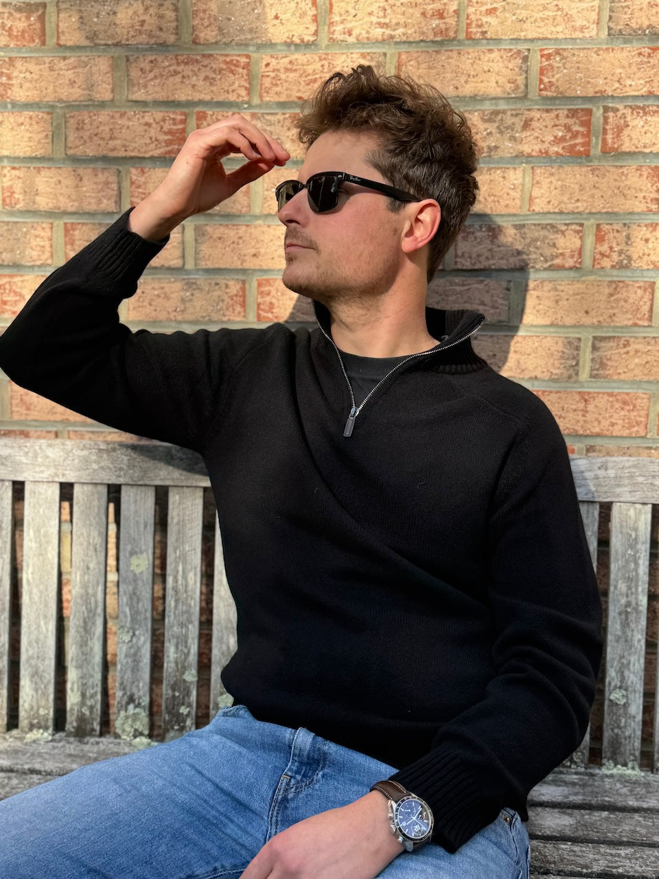 SCOTT cashmere zip turtle neck sweater