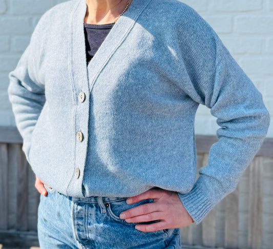 ZOE cashmere/linen cardigan with vee neck