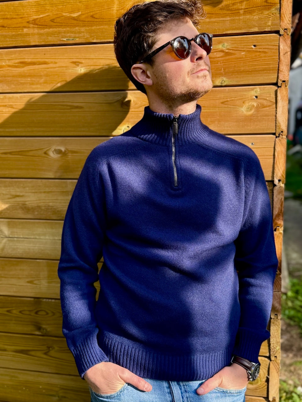 SCOTT cashmere zip turtle neck sweater