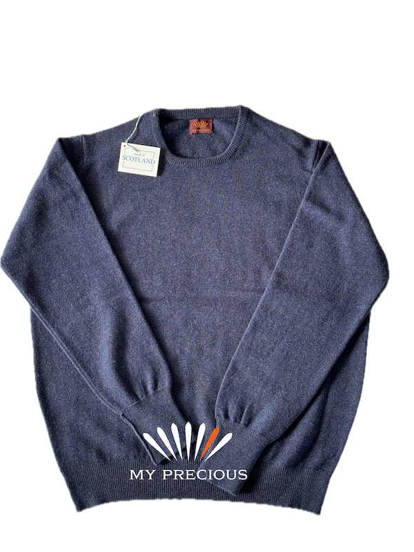 Lambswool crew neck grey blue